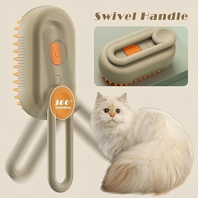 Cat Spritz Defur 3in1 Steamer Comb for Cats and Dogs Grooming Tool (White+Essence)