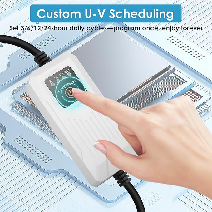 Aquarium Filter with U-V Light & Timer for 4–40 Gallon Fish Tanks, Submersible Internal Filter with Flow Control, Sponge Filtration & Aeration, Quiet Power Pump for Freshwater Saltwater Tanks