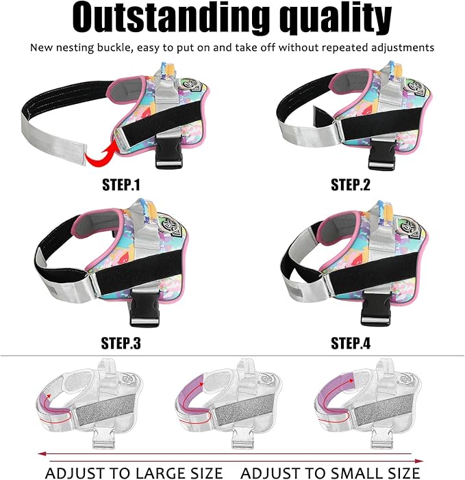 Bolux Dog Harness, No-Pull Reflective Dog Vest, Breathable Adjustable Pet Harness with Handle for Outdoor Walking - No More Pulling, Tugging or Choking (XX-Large (Pack of 1), OilPainting)