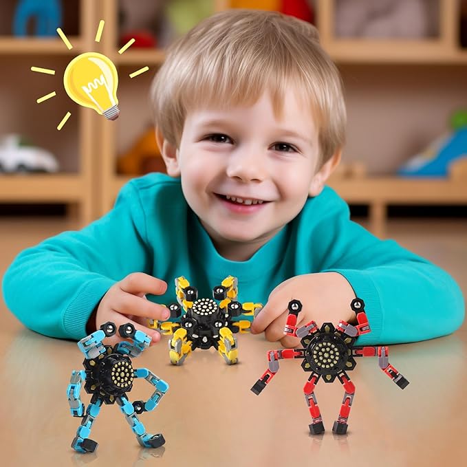 Transformable Fidget Spinners for Kids and Adults Stress Relief Sensory Toys for Boys and Girls Fingertip Gyros for Kids Classroom Birthday Party Favors