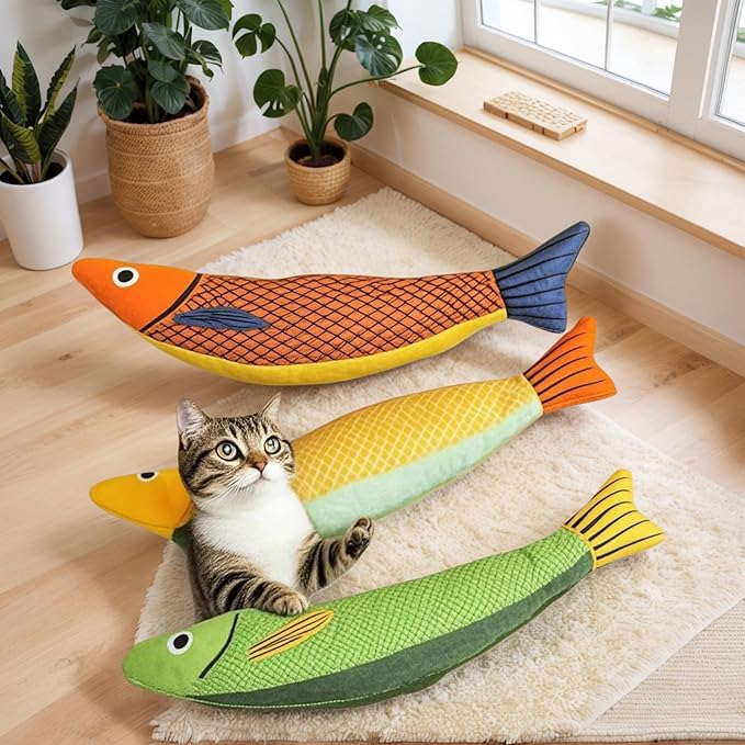 Cat Toys for Bored Indoor Adult Cats - Catnip Toys for Mental Stimulation, Interactive & Durable Kicker Toys for Solo Play, Best for Lazy or Senior Cats(Green