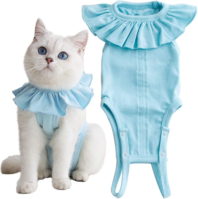 Cat Recovery Suit for Abdominal Wounds and Skin Diseases, Breathable Surgical Recovery Shirt After Surgery Wear Anti Licking Wounds,E-Collar Alternative for Cats Pet Kitten(RSC01-green-l)