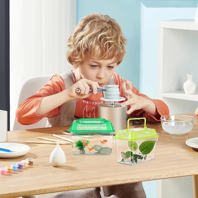 4pcs Portable Handheld Fish Tank Lightweight Aquarium for Turtle Goldfish and Hamster Transparent Container with Creative Design for Easy Feeding and Cleaning