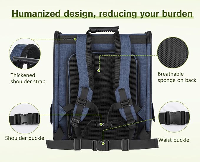 Pecute Pet Carrier Backpack, Dog Carrier Backpack, Expandable with Breathable Mesh for Small Dogs Cats Puppies, Pet Backpack Bag for Hiking Travel Camping Outdoor Hold Pets Up to 17 Lbs