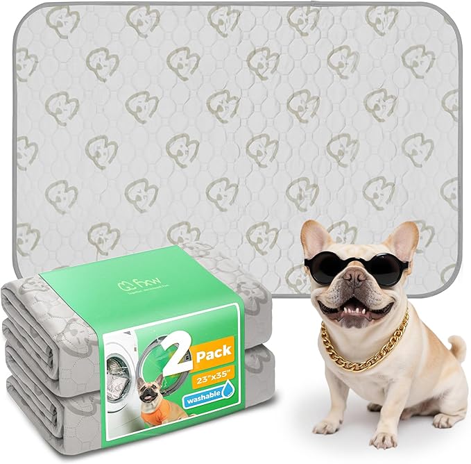 FXW Washable Pee Pads for Dogs, Puppy Pads with Super Absorbent, Specifically Designed for 36inch Cages, 35" × 23" Rectangle, Khaki, 2 Packs