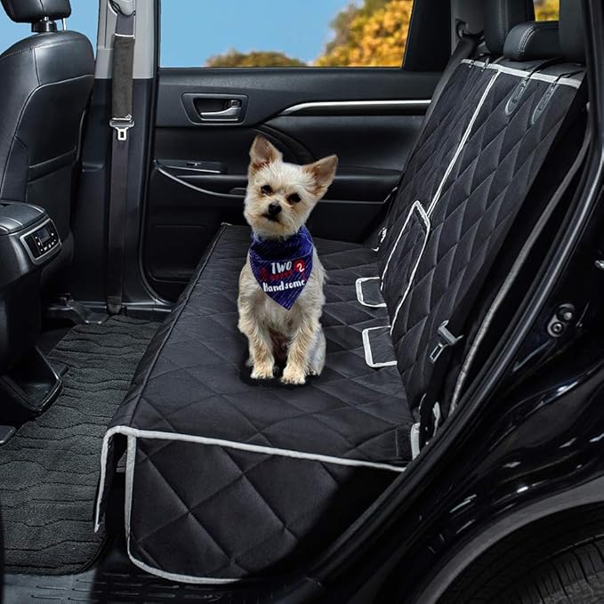 Dog Car Seat Cover Waterproof Dog Seat Cover for Cars Back Seat Heavy-Duty Nonslip Pet Car Seat Cover Protector Armrest Compatible for Trucks Cars & SUVs