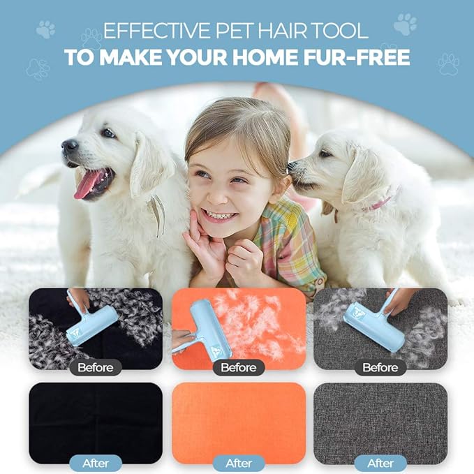 DELOMO Pet Hair Removal Tool, Pet Hair Remover - Lint Roller for Pet Hair - Cat and Dog Hair Remover for Couch, Furniture, Carpet, Car Seat, Reusable Lint Roller with Fur Bin, Pet Owner Essential