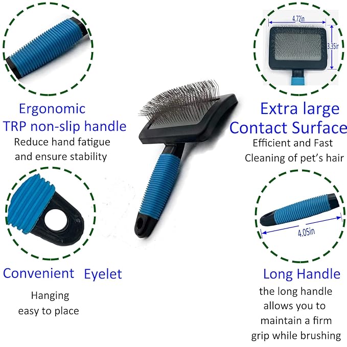 Dog Brush for Long Haired Dogs - Large Firm Slicker Brushes for Poodles, Goldendoodles & Shedding Grooming - Soft Massage Stainless Steel Pins (25mm/1") - Gentle Pet Grooming Wire