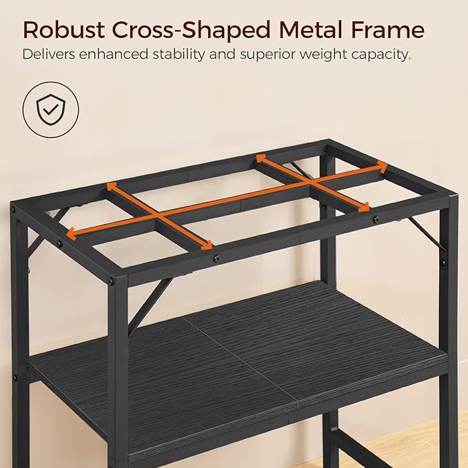 30 Gallon Fish Tank Stand, Aquarium Stand with 2-Tier Storage Shelves, Heavy Duty Breeder Turtle Terrarium Stand Rack for Home Office, 30.0" L x 11.8" W x 24.4" H, Black FTBK3001