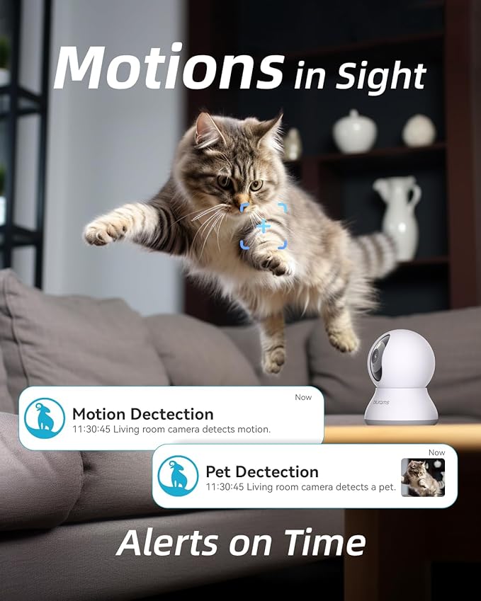 blurams Pet Camera 2K, Dog Camera with Phone App, 360° PTZ Indoor Cameras for Home Security Indoor, Color Night Vision, 2-Way Talk, Motion Detection&Tracking, Cloud&SD(2.4GHz Only)