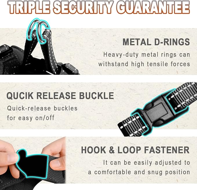 Dog Harness Step in Dog Vest Harness, Reflective Adjustable Puppy No Pull Harness Breathable Soft for Small and Medium Dogs Cats, Black, S