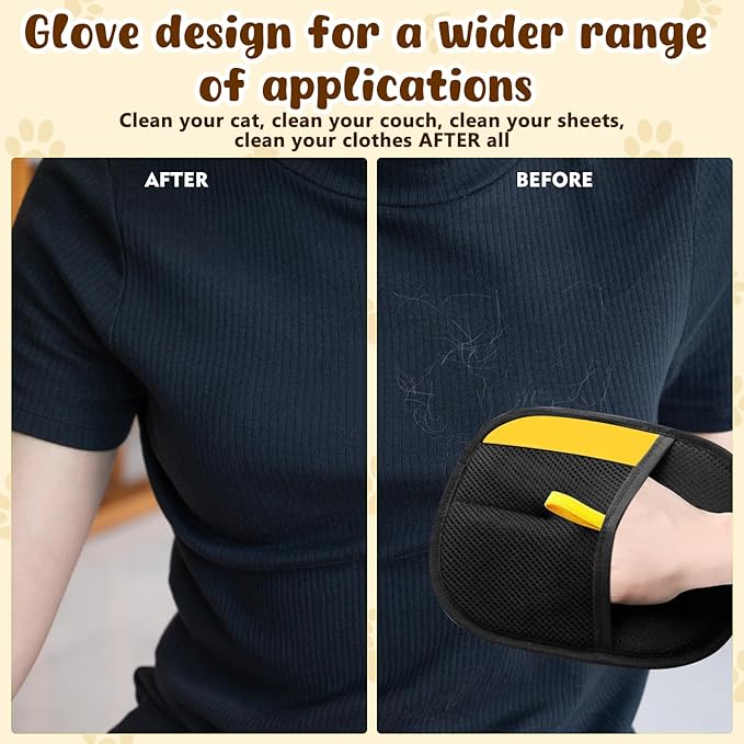 2pcs Pet Hair Removal Glove for Cats & Dogs, 2025 New Upgrade Efficient Grooming Gloves for Pet Hair, Cat Grooming Gloves for Hair Removal, Reusable Pet Hair Remover Glove