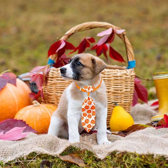 22pcs Fall Dog Bow Tie, Adjustable Bowtie Collar Attachment for Small Medium Pets, Bulk Neckties Set for Thanksgiving Day,Autumn Pet Supplies Charms Hair Costume Accessories(Maple Leaf, Pumpkin)