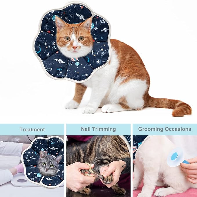 Depets Cat Cone Collar Soft, Adjustable Lightweight Cat Recovery E Collar to Stop Licking for Puppy Rabbit, Waterproof Pet Cone for Small Animal After Surgery Grooming, Neck Girth 9.5 in