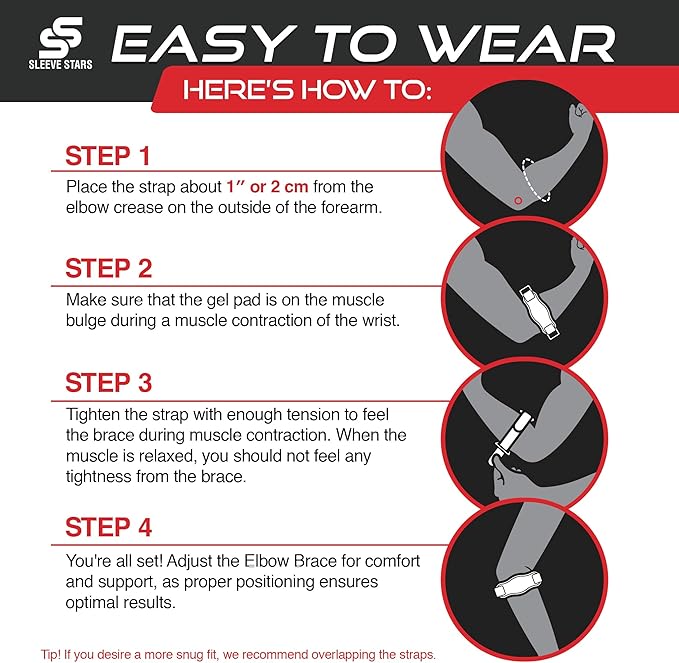 Sleeve Stars Tennis Elbow Brace for Men & Women, Tendonitis Elbow Brace & Strap Golfers Elbow Brace Counterforce Band for Tendon Pain Relief & Support for Forearm w/ 3 Straps Fits 9-23" (Single) (2, Beige, One Size)