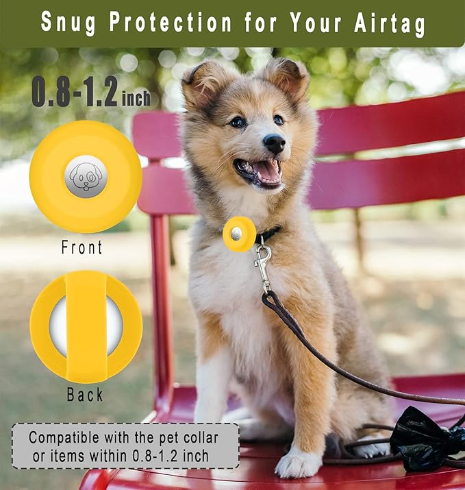 Airtag Holder for Dog Collar, Cibaabo Silicone Air Tag Case Cover Compatible with Apple Airtags for 0.8-1.2inch Cat Pet Collar Harness Loop