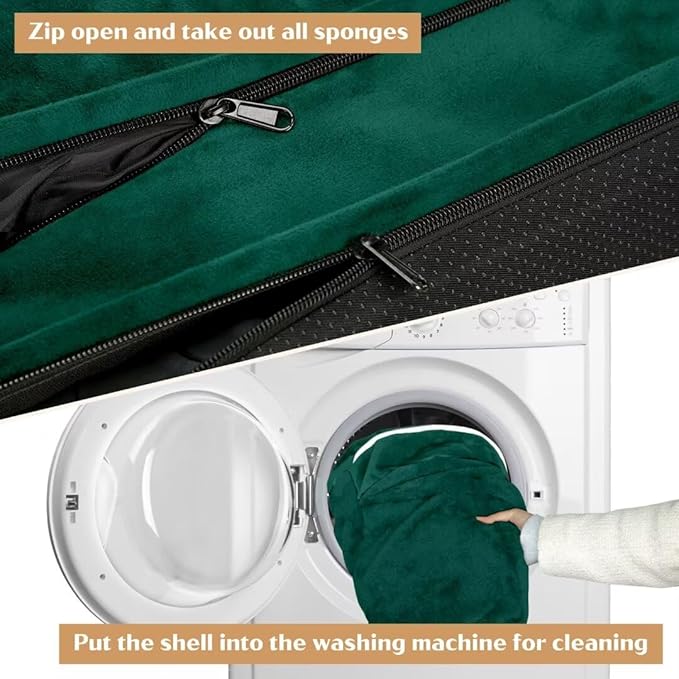 Comfort Expression Orthopedic Large Dog Beds, Waterproof Dog Beds for Large Dogs, Comfy Washable Pet Bed Sofa with Removable Cover & Non-Slip Bottom(Emerald)