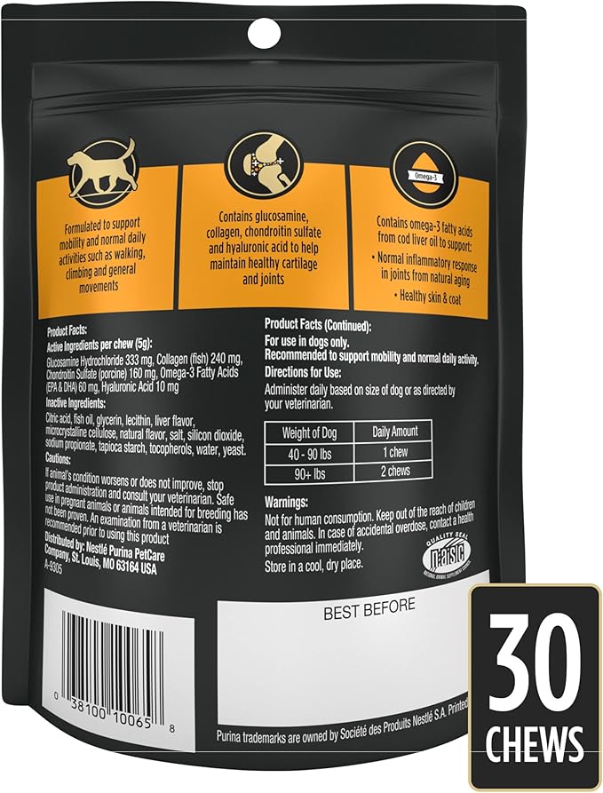 Purina Pro Plan Veterinary Joint Care Supplement for Large Breed Dogs - 30 ct. Pouch