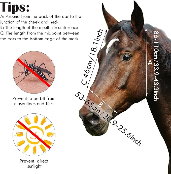 Frienda 4 Pieces Horse Fly Masks with Ears Face Covering UV Protection from Insect Pests Elasticity Smooth Comfortable Mesh Horse Mask Accessories(Flower,Large)
