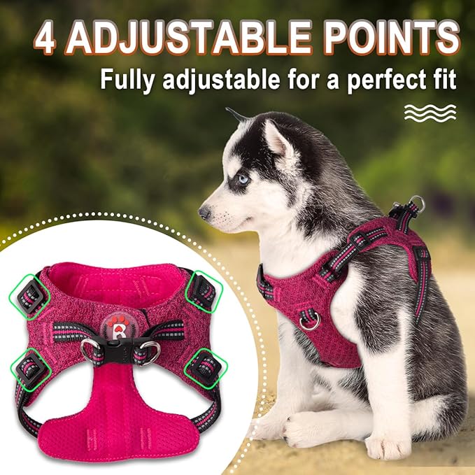 Dog Harness Step in Dog Vest Harness, Reflective Adjustable Puppy No Pull Harness Breathable Soft for Small and Medium Dogs Cats, Pink/Black, XS
