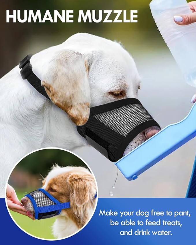 Dog Muzzle, Soft Air Mesh Muzzle for Small Medium Large Dogs Anti Biting Barking Chewing, Breathable Drinkable Adjustable Loop Pets Muzzle for German Shepherd Husky Labrador Retriever (Black,S)