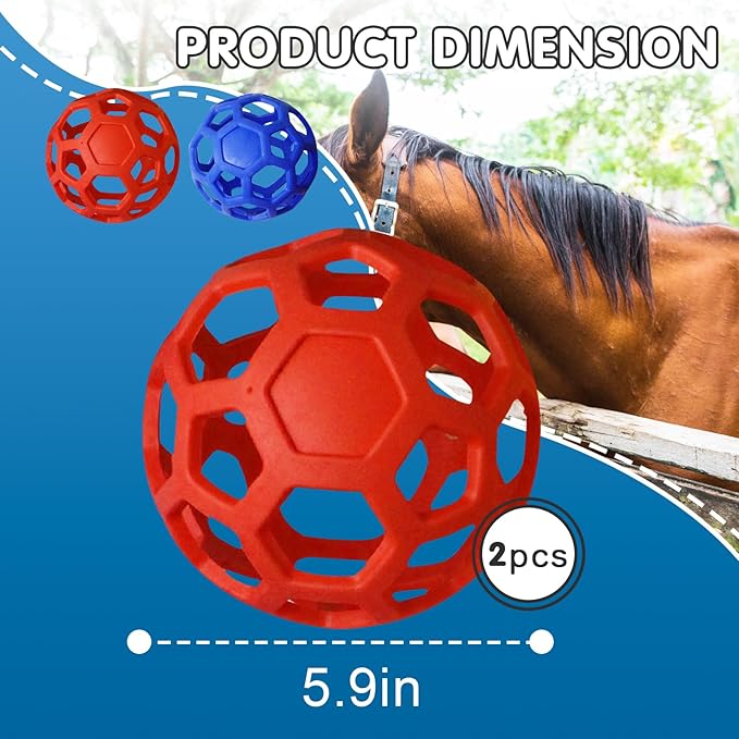 2 Pcs Hay Ball for Horses to Play with, Relieve Stress with This Bright Color Hay Feeder Ball for Horses Goat to Avoid Boredom