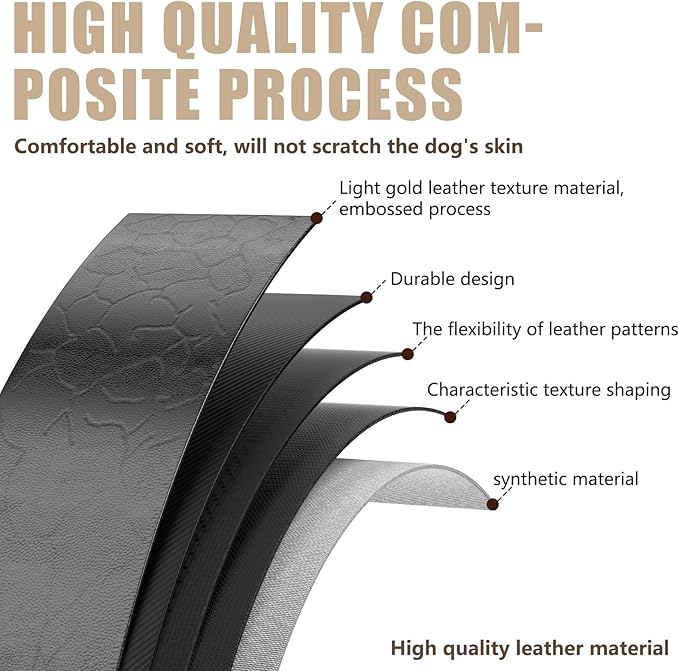 AirTag Dog Collar - Leather Dog Collar with Airtag Holder | IP68 Waterproof AirTag Holder with Metal Buckle, Comfortable GPS Dog Collars Tracker for Medium Large Dogs (Black, L)