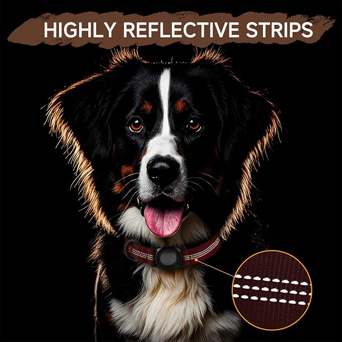 Dog Collar Compatible with Airtag, with Waterproof Cover, Multiple Colors, Multiple Sizes, Breathable Cotton and Linen Material, Suitable for Small, Medium and Large Dogs