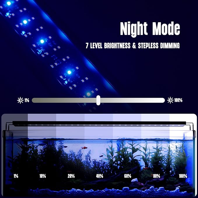 GLOWRIUM Aquarium Light, LED Freshwater Fish Tank Light with Timer, Full Spectrum Planted Aquarium Grow Lights with Daylight/Moonlight Mode, Brightness Adjustable, Auto On/Off (12-17 in)