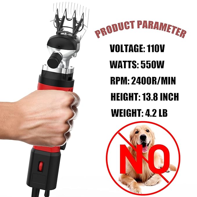 550W Professional Electric Sheep Clipper, 6 Speeds Heavy Duty Dog Shears for Thick Fur