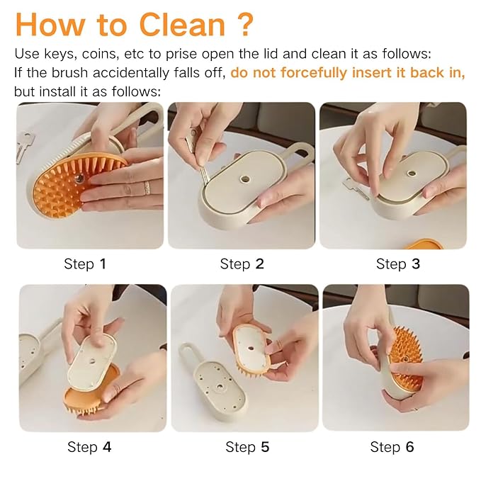 Cat Water Brush for Shedding,Water Comb for Dogs, Water Heat Grooming,3 in 1 Pet Comb For Dog Massaging,Hair Self Cleaning and Removal, Pet Hair Brush Steam For Indoor Cats and Dogs