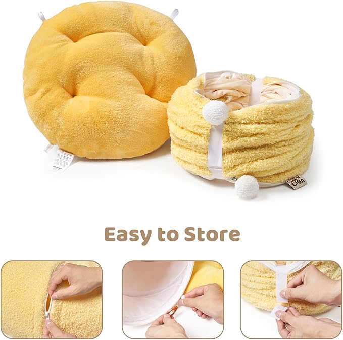 EHEYCIGA Cat Tunnel Bed for Indoor Cats, Cute Cat Donut Toy Tunnel for Small Large Cats with Washable Circle Cushion, Peekaboo Pet Cave Play Tunnel for Kitten, Puppy, Rabbit