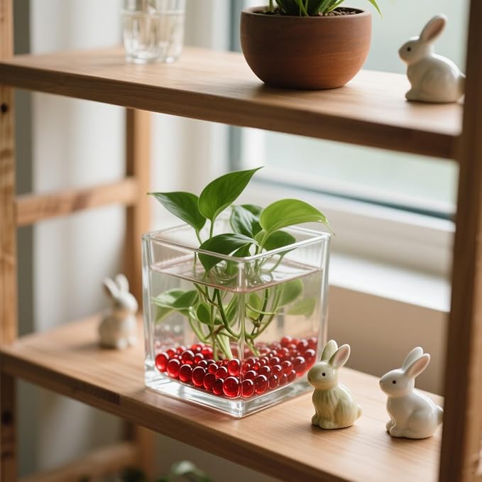 2.16LB Glass Beads Vase Filler Aquarium Gravel Decor Flat Glass Marbles Gems Pebbles Fish Tank Rocks Home Decorative Art Craft - Red