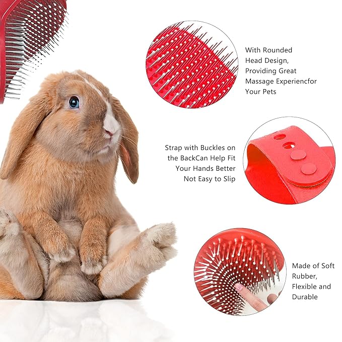 7-Piece Small Pet Grooming Kit: Brush, Nail Clippers, Hair Remover, Shampoo Brush with Hand Strap for Rabbits, Hamsters, Bunnies
