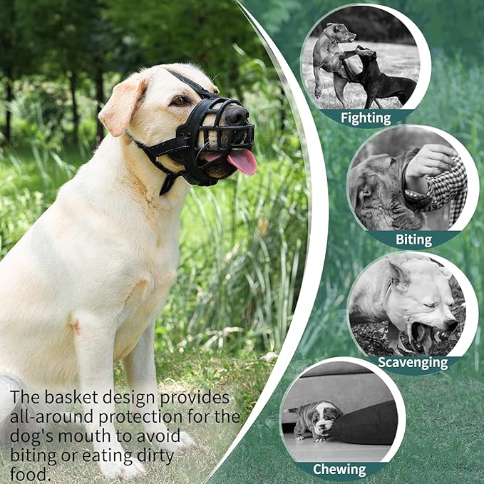 BARKLESS Dog Muzzle, Silicone Basket Muzzle for Small Medium Large Dogs, Soft Cage Mouth Cover Prevent Biting Chewing, Allow Drinking Panting, Suitable for German Shepherd