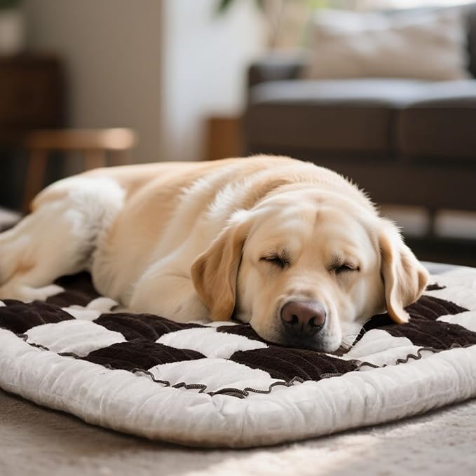 Dog Car Seat Cover for Back Seat, Plaid Backseat Pet Bed Mat, Non-Slip Travel Dog Bed for Backseat Extenders, 24.8" x 54", Black and White