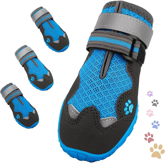 Dog Shoes for Large Medium Small Dog, Mesh Breathable Dog Shoes for Hot Pavement, Anti-Slip Dogs Boots Paw Protectors with Reflective for Outdoor Walking Indoor Hardfloors (Size 1)