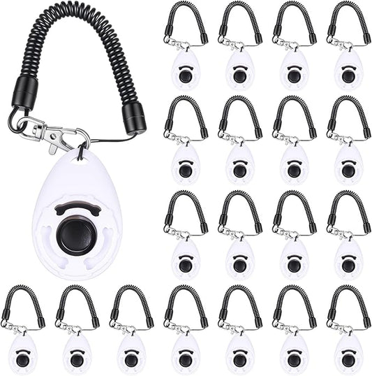 Frienda 18 Pieces Dog Training Clicker, Pet Behavioral Training Clickers with Wrist Strap for Dogs Cats Puppy Birds Horses (White)