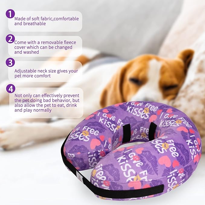CuteBone Inflatable Dog Neck Donut with Removable Soft Fleece Covers for Small/Medium/Large Dogs and Cats After Surgery GWB06XL