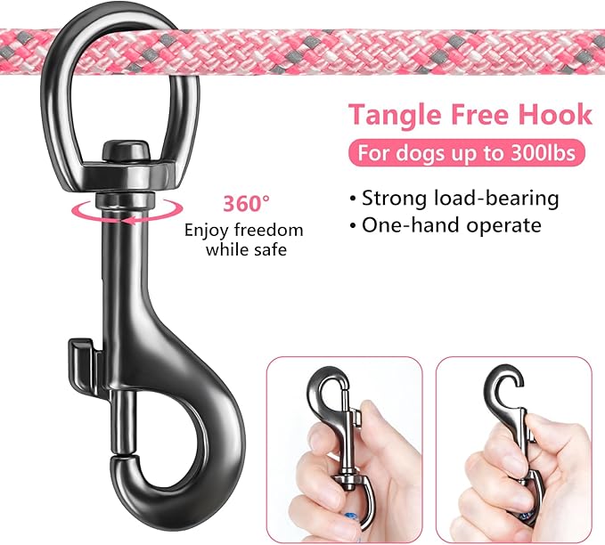 Tresbro Dog Camping Leash - 50ft/75ft/100ft Multi-size Dog Trolley System for Dogs Up to 300lbs, Portable Lightweight Runner Lead and Reflective Tie-out Cable for Yard, Courtyard, Park, Camping