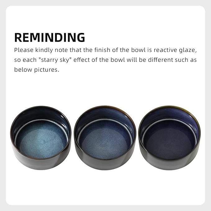 Ceramic Set of 2 Dog Bowls, Food and Water Bowls for Dogs, Puppy, 2pcs Dog Dishes, Pet Feeder(6inch, 2 x Starry Sky Bowls)