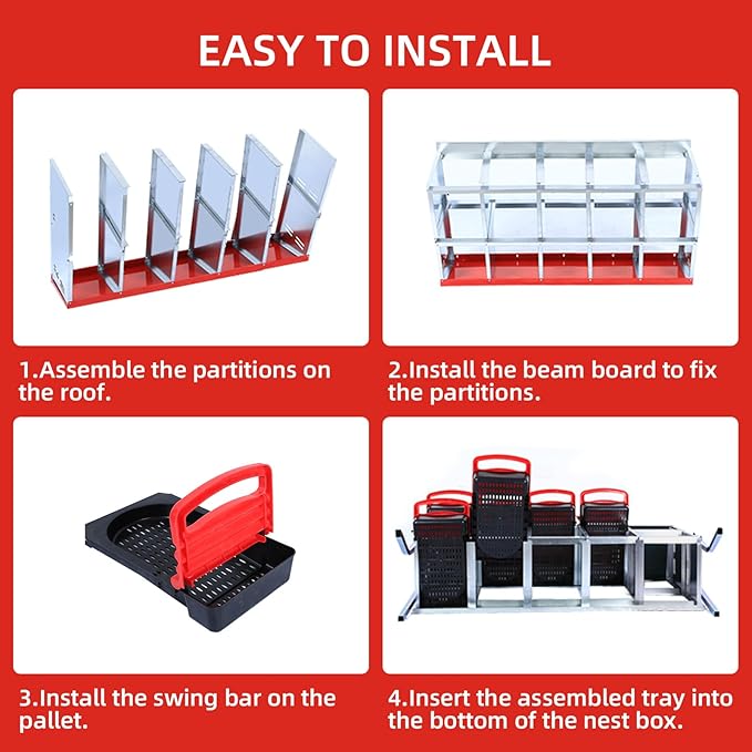 Chicken Nesting Box, 8 Hole 2 Layer Hen Nest Boxes with Legs, Roll Away Eggs Laying Boxes,Cleanable Pull Out Hen Roosting Boxes