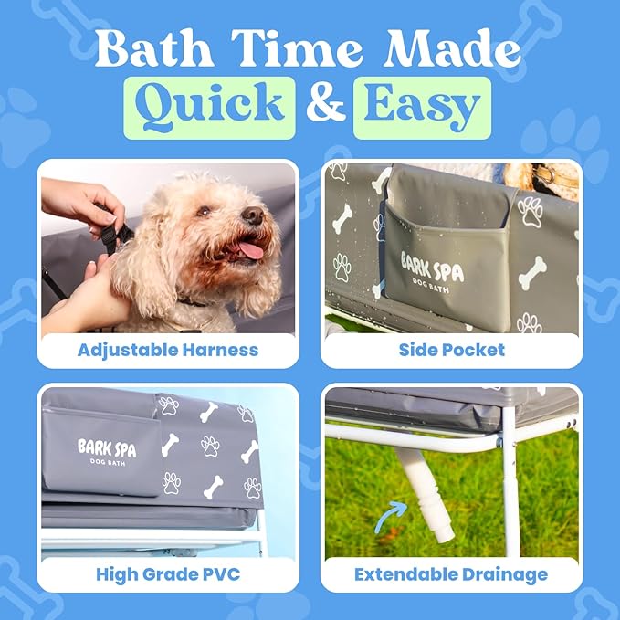 Dog Bath Tub - Free Brush & Towel – Foldable & Portable Dog Washing Station – Lightweight Dog Bath for Indoor & Outdoor Grooming – Fits in Shower or Bath