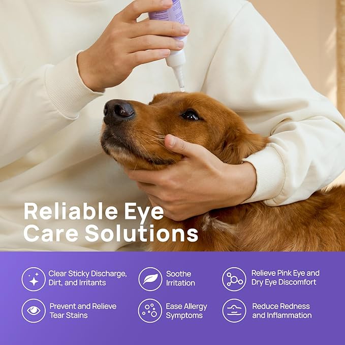 HICC PET Dog Eye Drops 5.1 fl oz Eye Drops for Dogs and Cats Vet-Recommended Dog Eye Infection Treatment to Soothe Infection Allergy, Relieve Dry Eyes Pink Eyes, Pet Tear Stain Cleaner