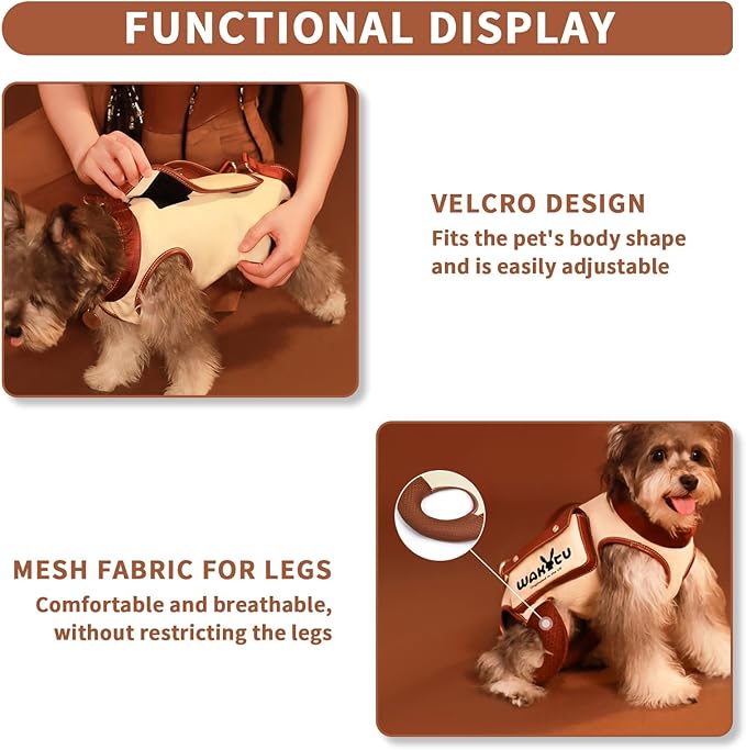 Dog Lift Harness Dog Carrier VES Harness Adjustable Leash with Small Puppy Treat Bag,Fits Most Cars,L