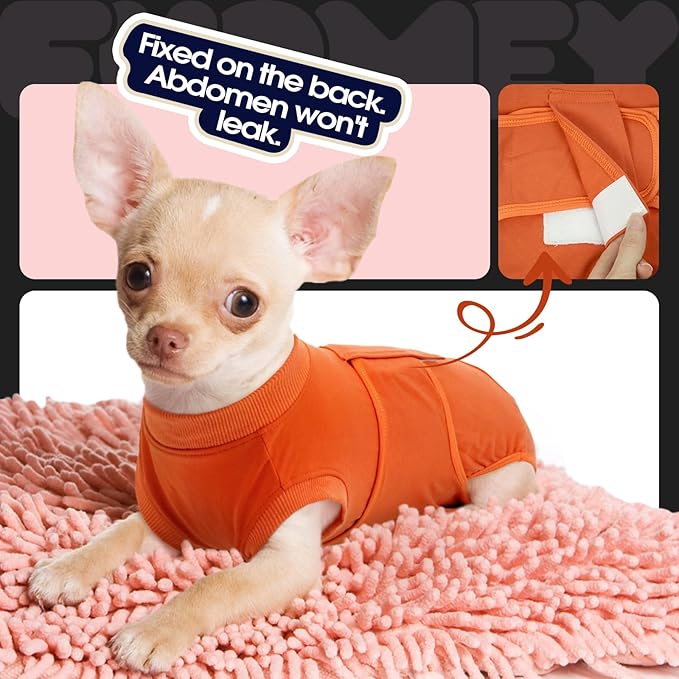 FUAMEY Dog Recovery Suit Male,Dogs Surgery Neuter Suits Puppy Spay Shirts for Female Protect Dog's Skin Anti Licking Abdominal Wounds Doggie Onesie Pet Bodysuit Alternative to Cone Orange XL