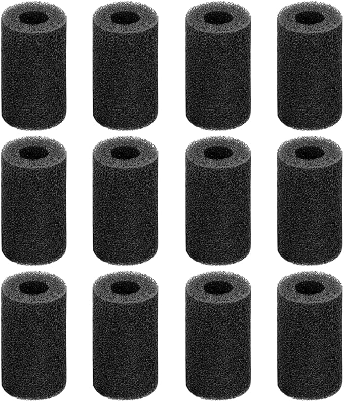 AQUANEAT 12-Pack Pre-Filter Sponge for Aquarium Shrimp Fry Fish Tank Filter Intake 0.4 Inch, Replacement Foam Cover