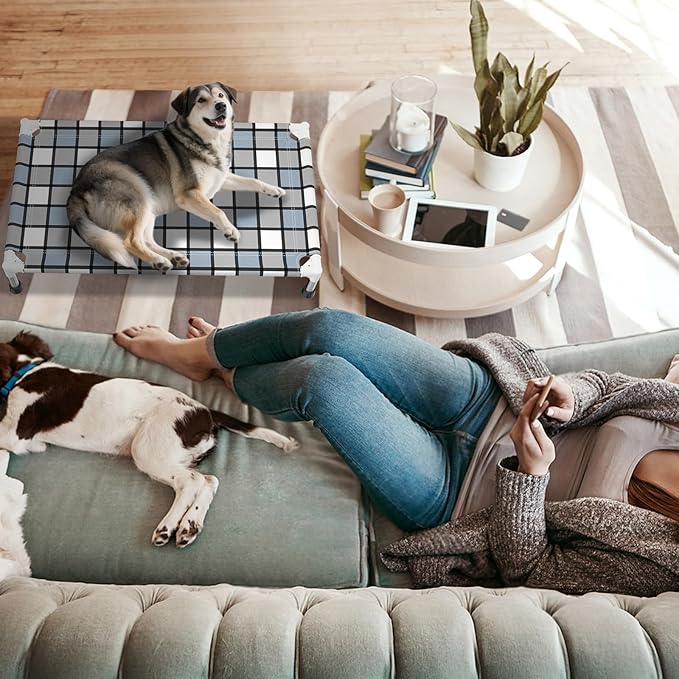 Elevated Outdoor Raised Dog Bed Outdoor Dogs Bed Lifted Pet Bed Dog Cot for Medium Pet Taste Life, Start with A Pet Bed 34'' x 20'' x 6.5''