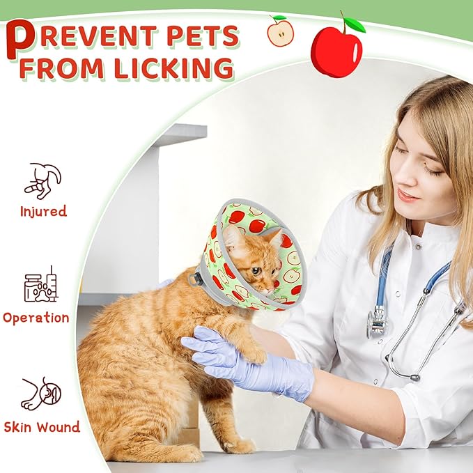 Cat Cone Collar Soft to Stop Licking, Adjustable, Foldable Lightweight Kitten Cones After Surgery Recovery for Cats & Kittens, Cat Cone Alternative (AppleRed, L)