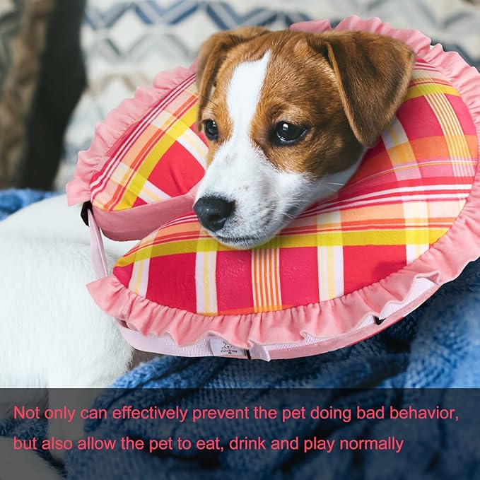 CuteBone Inflatable Cat Cone to Stop Licking After Surgery-Double Adjustable Neck Range P23SO00103S